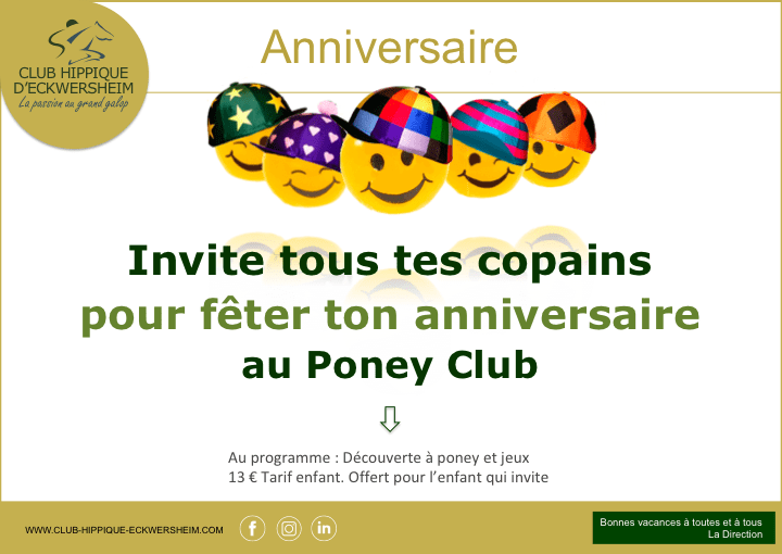 Fête ton anniversaire au Club Hippique Eckwersheim