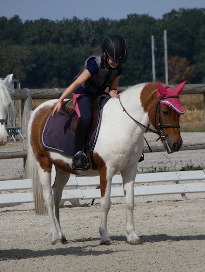 Photo d'une jeune cavalière qui fait une balade à poney au Centre équestre près de Strasbourg